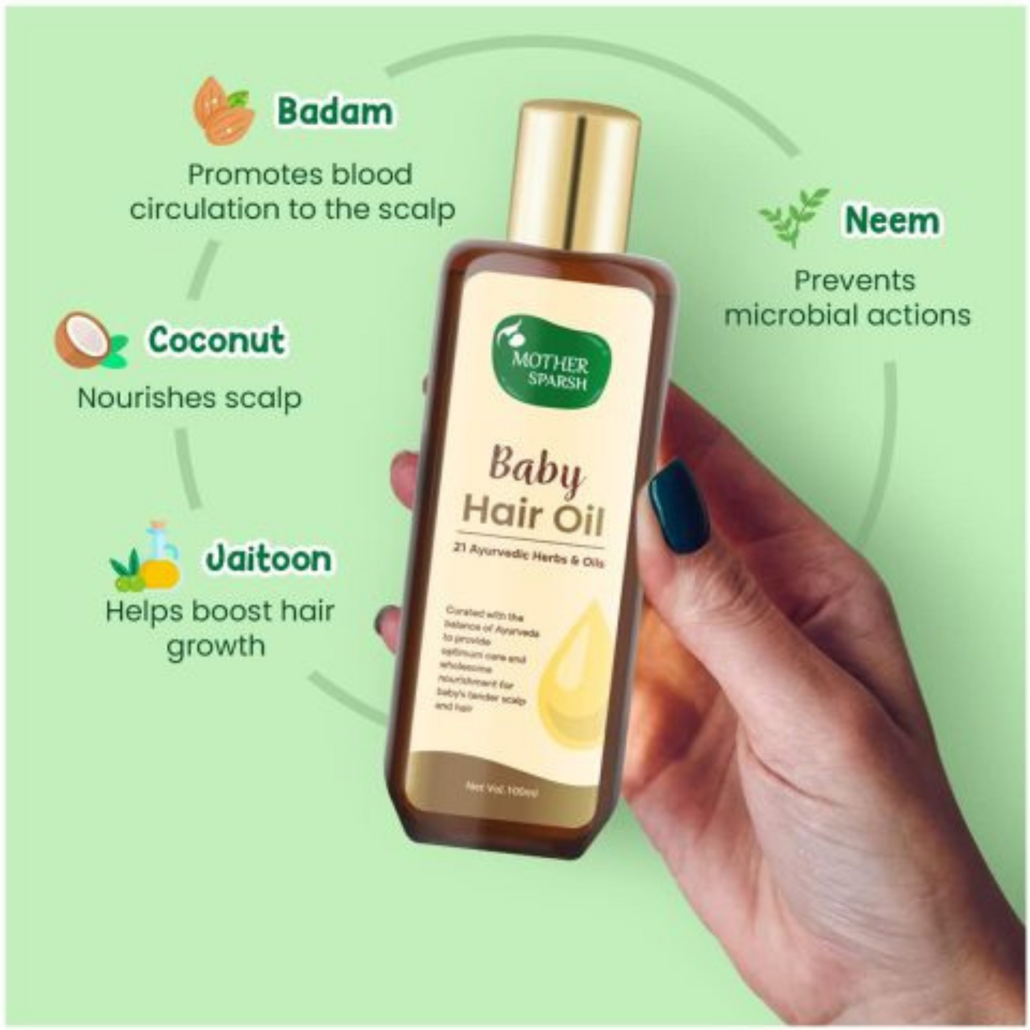 Mother Sparsh Ayurvedic Baby Hair Oil 100ml Mother Sparsh Ayurvedic Baby Hair Oil 100ml