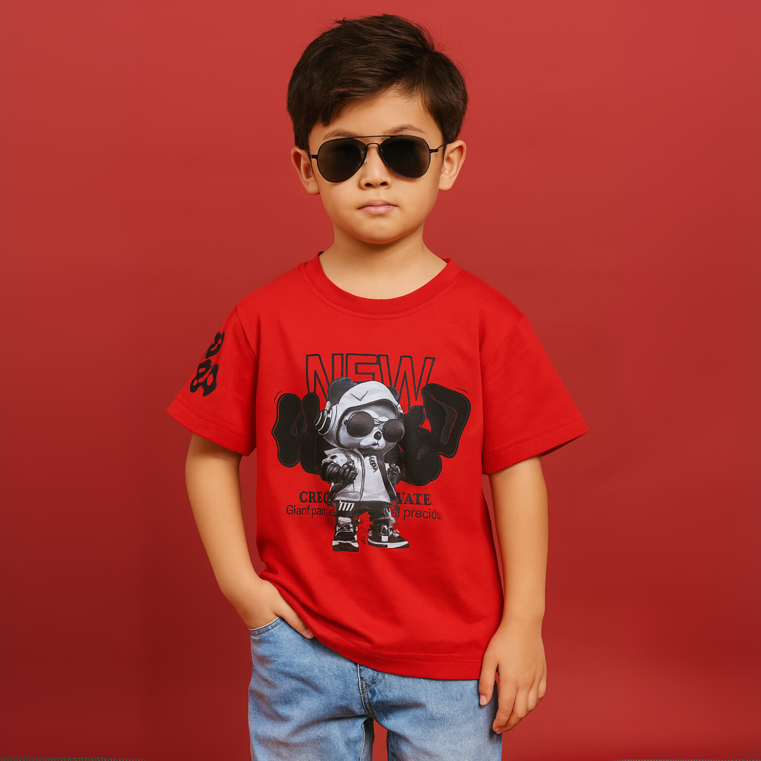 Smile Baby Boys' Cool Panda Graphic T-Shirt – 12 Months to Years