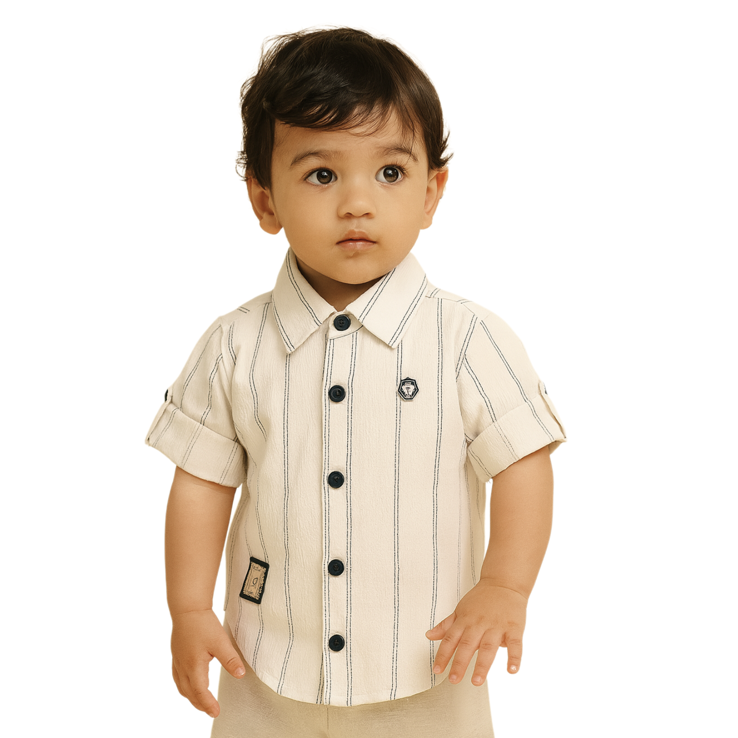 Gusto Kids Cream Striped Full-Sleeve Shirt (6M – 4Y) – Classic Cotton