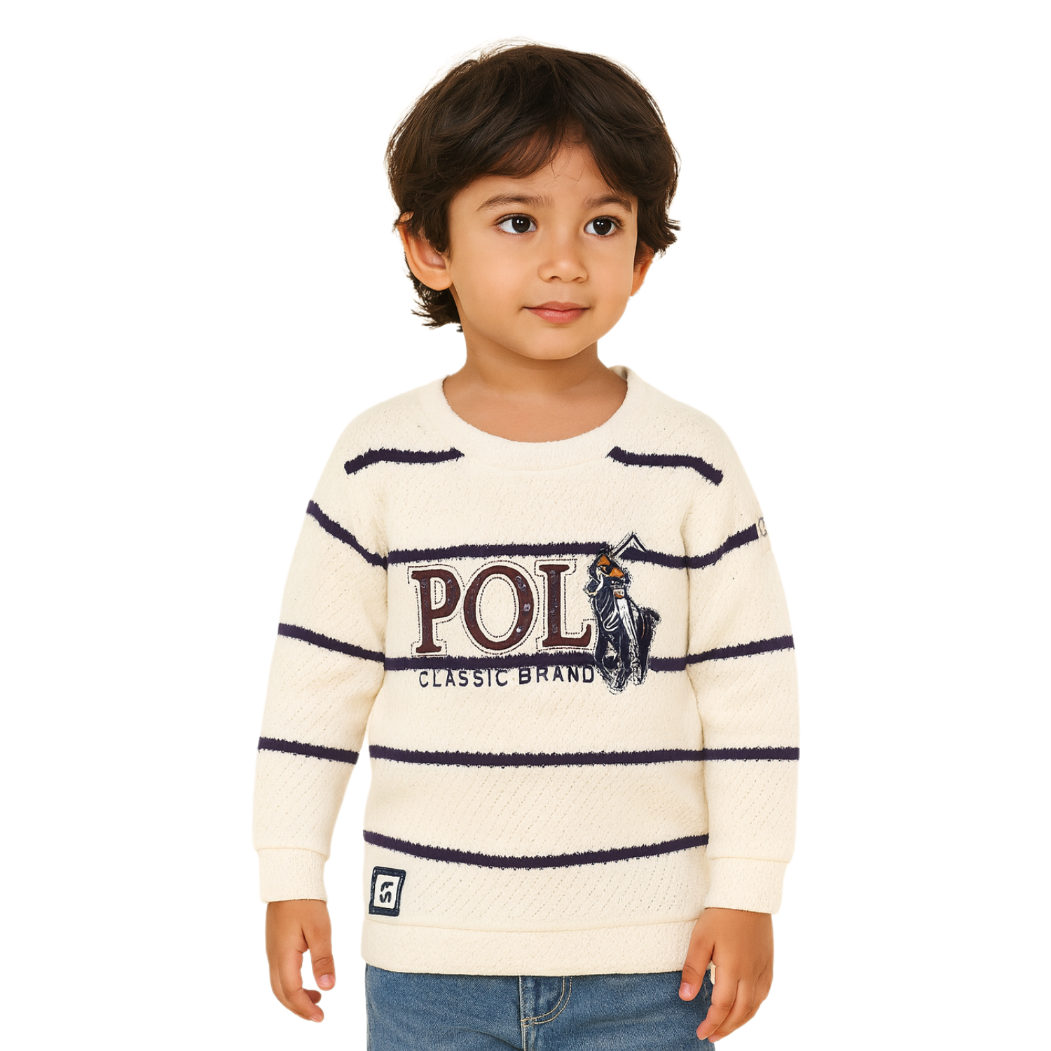 Gusto Kids Cream Striped T-Shirt (2–12 Years) – Classic Casual Wear