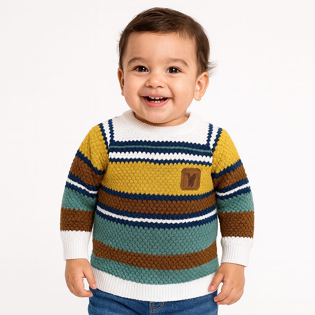 Kids Striped Sweatshirt Smile Baby Colorful Striped Knitted