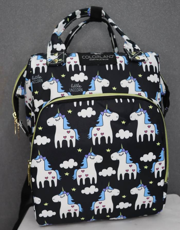 Baby Diaper Bag Soft Plush Backpacks Little Unicorn (1010/BLACK)