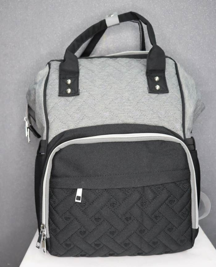 Baby Diaper Bag Soft And Light Weight Plush Backpacks  (3500 BLK/GREY)