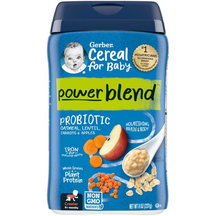 Gerber, Cereal for Baby, Powerblend, 8+ Months, Probiotic Oatmeal, Lentil, Carrots & Apples, 8 oz (227 g)