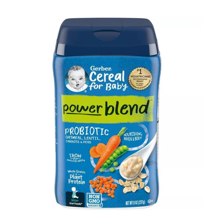 Gerber Baby Food Powerblend Cereal for Baby, Probiotic Oatmeal, Lentil, Carrots & Peas, 2nd Foods, 8 oz