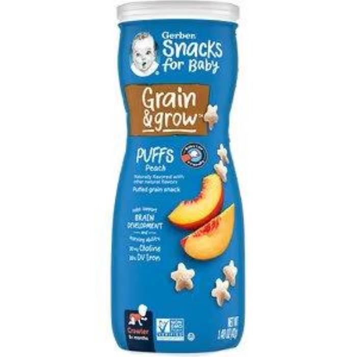 Gerber, Snacks for Baby, Grain & Grow, Puffs, 8+ Months, Peach, 1.48 oz (42 g)