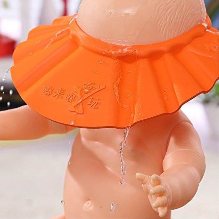 SmileBaby Soft Adjustable Baby Shampoo Bath Shower Cap-Orange