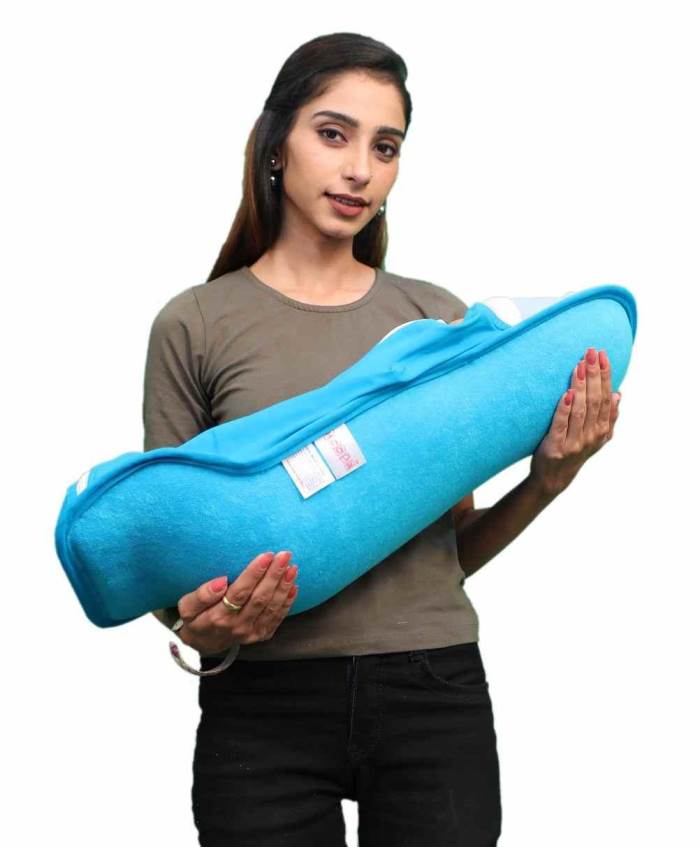 2-in-1 HOOPA Hooded Feeding Pillow L.Blue | Feeding Pillow with Cover | Nursing pad with Baby Cover | Hoopa | Baby Carri
