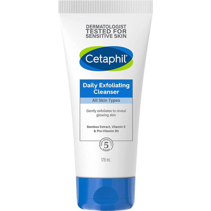 Cetaphil Face Wash Daily Exfoliating Cleanser For All Skin Types, 178ml Exfoliating Face Scrub With Vitamin E, B5 & Bamb