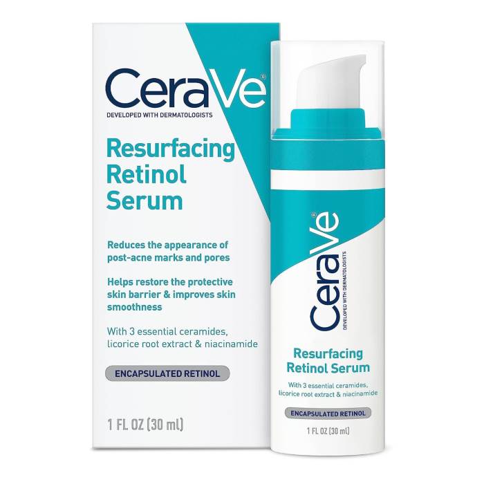 CeraVe Retinol Serum for Post-Acne Marks and Skin Texture | Pore Refining, Resurfacing, Brightening Facial Serum with Re