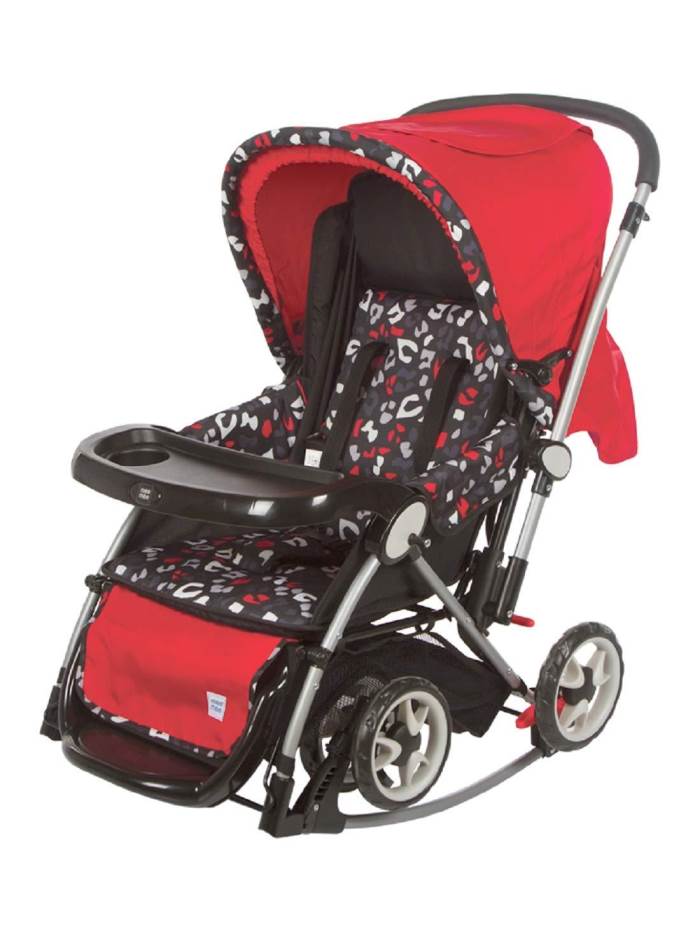 Mee Mee Baby Stroller Pram | Large Seating |Reversible Handle | Feeding Tray| Fully Rotating Wheels | for Newborn Baby/K