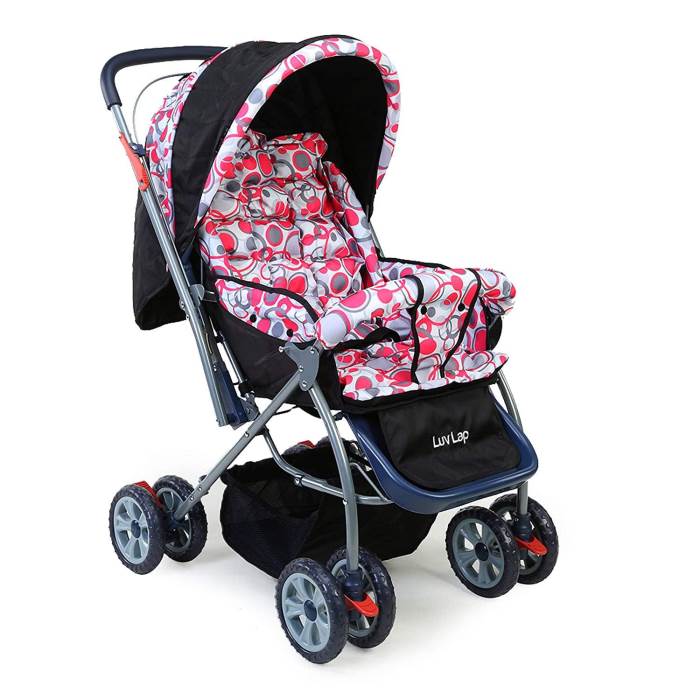 Luvlap Starshine Stroller / Pram, Easy Fold for Newborn Baby / Kids, 0-3 Years (Light Red)