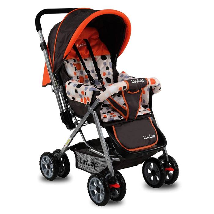 LuvLap Sunshine Stroller/Pram, Easy Fold, for Newborn Baby/Kids, 0-3 Years (Orange)