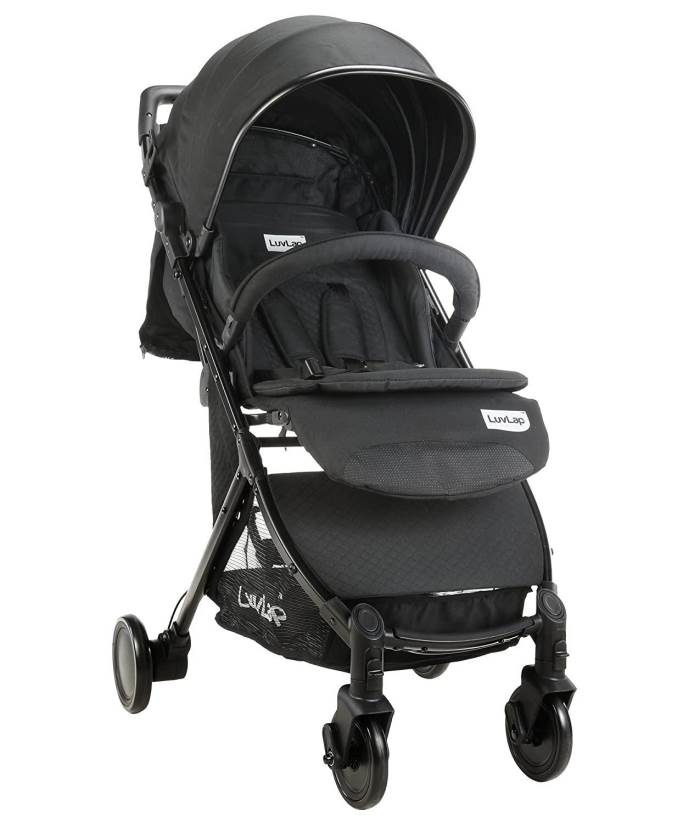 LuvLap Spark Stroller/Pram, Easy Folding with Stand Alone, for Newborn Baby/Kids, 0-3 Years (Black)