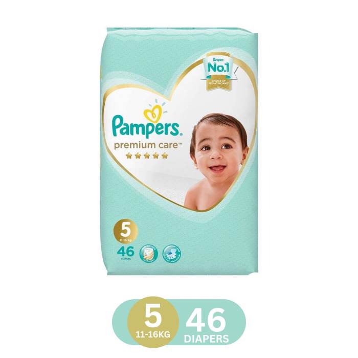 Pamper Premium Care Diapers Size - 5 (46 Pcs) (11-16 kg) (Imported from Dubai)