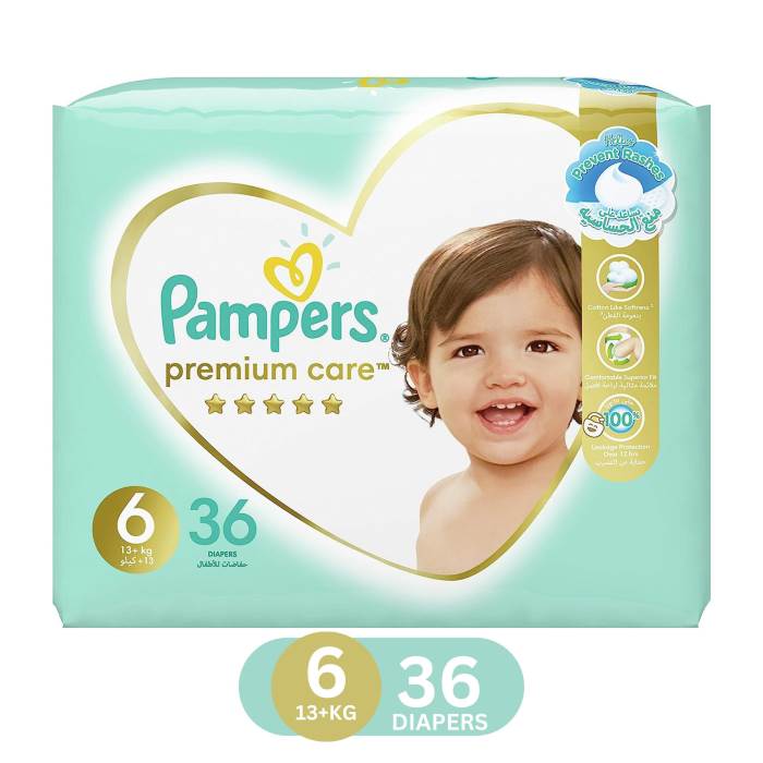 Pampers Premium Care Diapers Size 6, 13+kg The Softest Diaper 36pcs