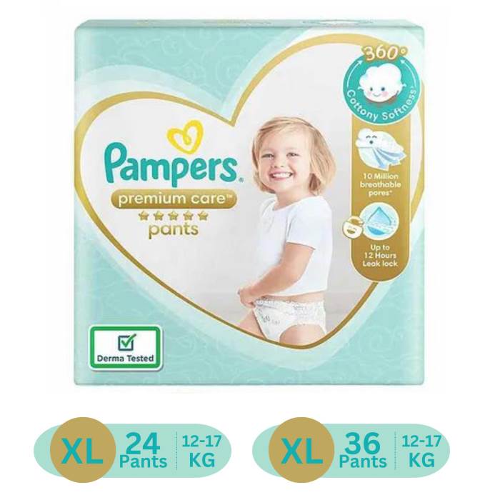 Pampers Premium Care Pants, Extra Large size baby diapers (XL12-17kg), 24Pieces, 36Pieces,