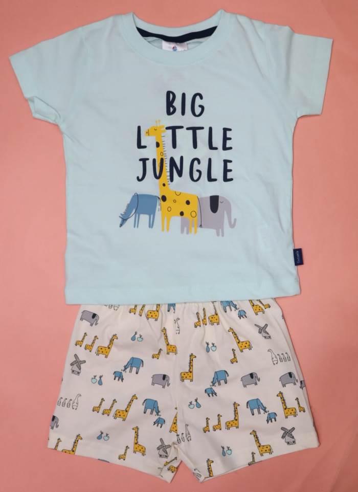 Ollypop Half Sleeves Tee & Shorts - Green (The Little Jungle)