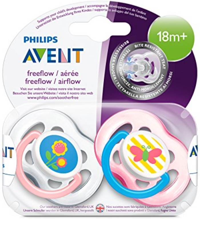 Philips Avent 2 Freeflow Orthodontic Soothers SCF186/28 18m+