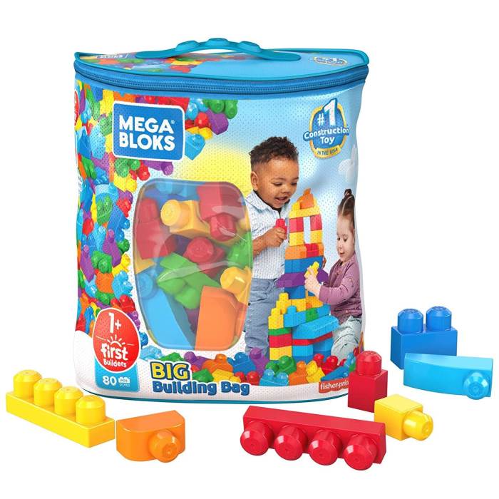 Mega Blocks First Builders Big Building Bag, Multicolor Toddler Blocks for Kids age 12M+
