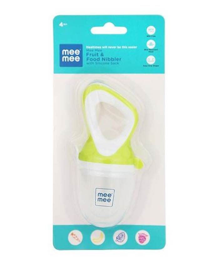 Mee Mee Fruit And Food Nibbler With Silicone Sack - Blue & White
