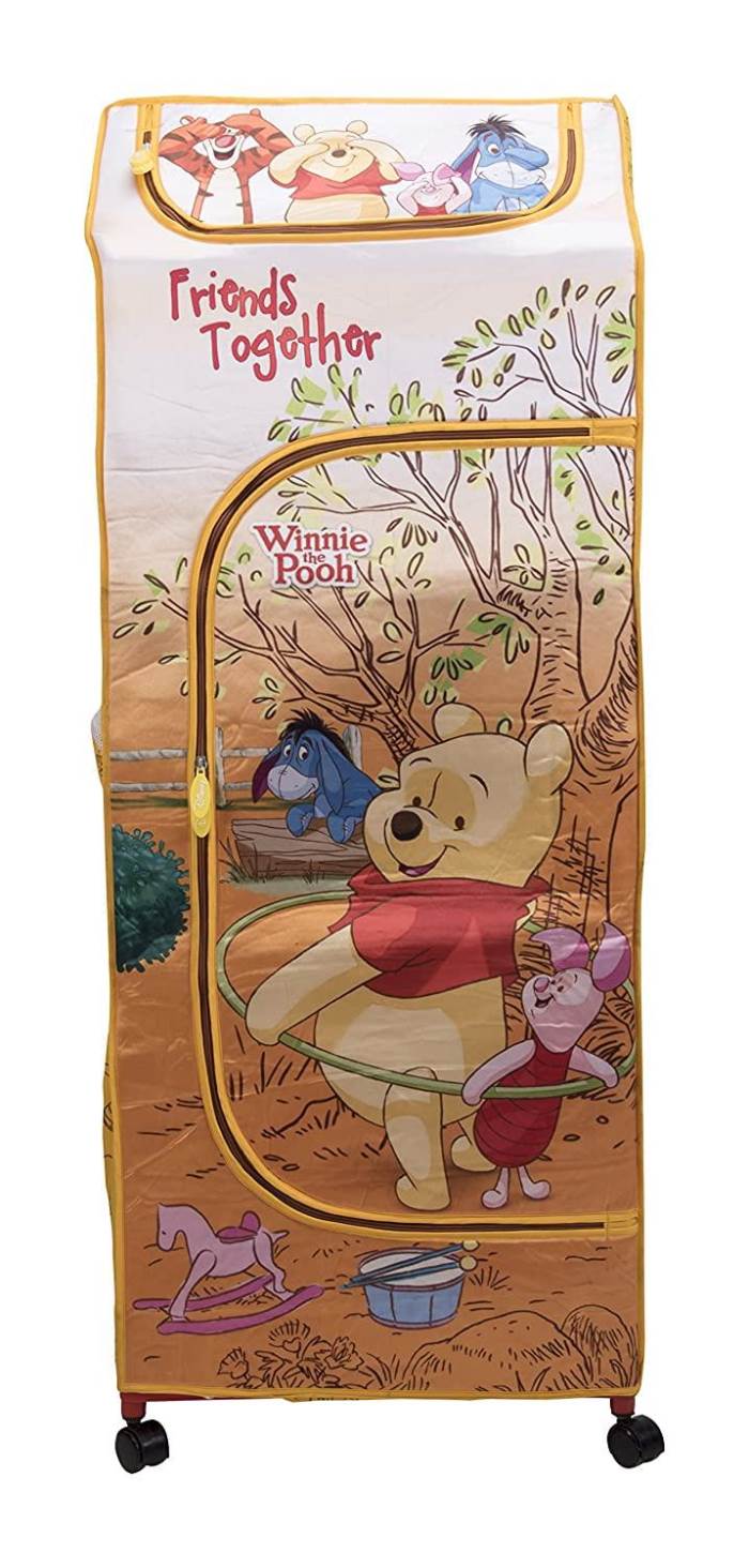 Disney Winnie the Pooh Friends Together Yellow Color Kids Portable Wardrobe