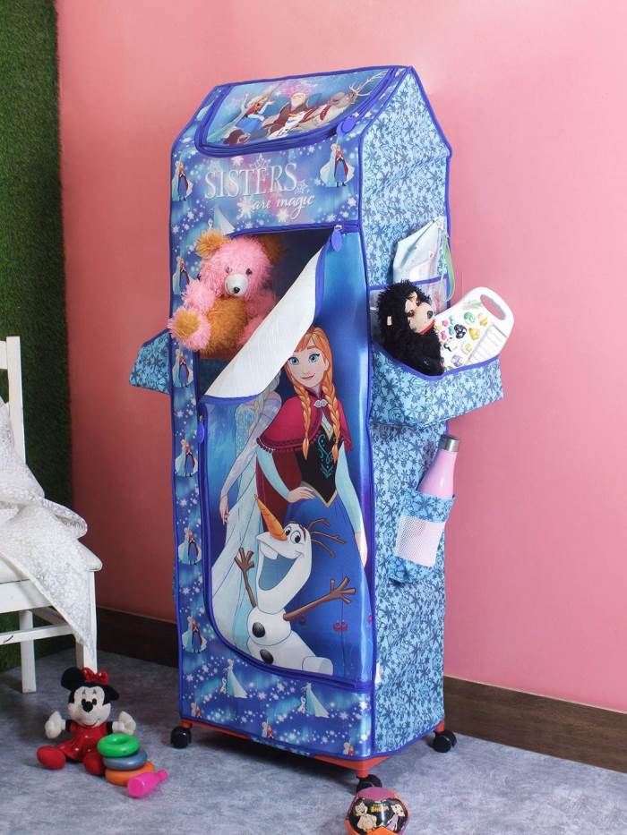 Disney Blue Color 5 Shelf Kids Poratble Wardrobe(KDWL 12)
