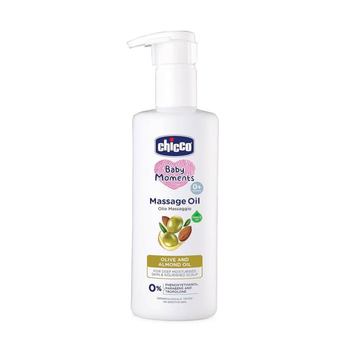 Chicco Baby Moments Massage Oil, New Advanced Non-sticky & Moisturizing Formula with Natural Ingredients to Prevent Dryn
