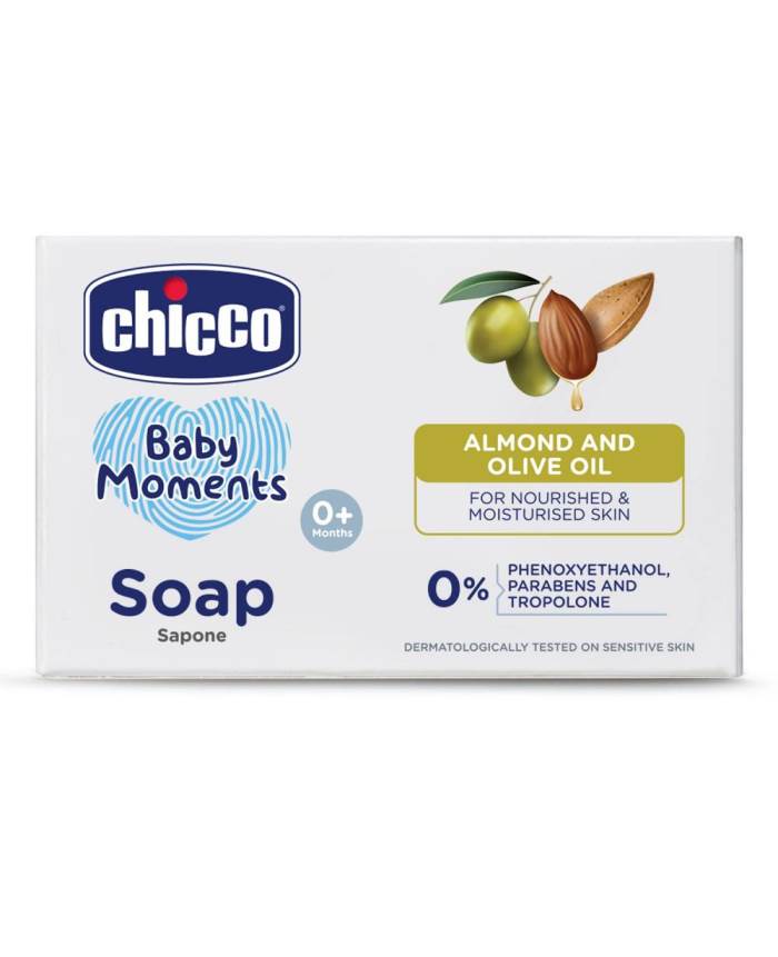 Chicco Baby Moments Soap, New Advanced Formula with Natural Ingredients, Suitable for Baby’s Gentle Skin, Moisturizing &