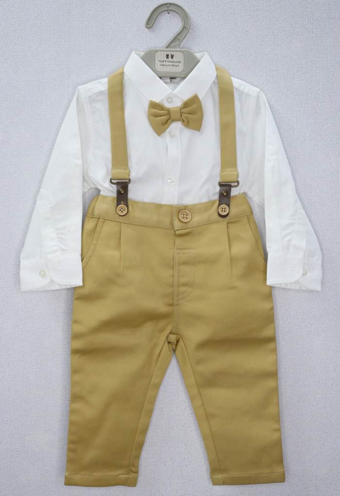 TOFFY HOUSE BOYS DANGRI STYLE SHIRT SHIRT AND SUSPENDER PENT 28840/FAWN