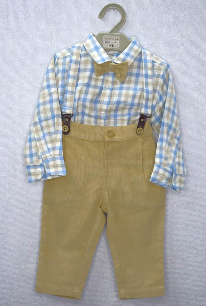 TOFFY HOUSE BOYS DANGRI STYLE SHIRT SHIRT AND SUSPENDER PENT PP13/FAWN