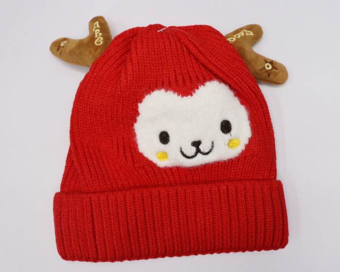 SMILE BABY BABY WOOLEN CAP 1 TO 5 YEAR  RED