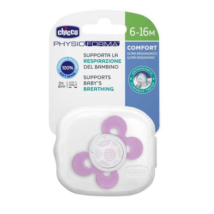 Chicco Physio Comfort Baby Soother with Unique Shape to Support Psychological Breathing, Teether & Pacifier for Newborns
