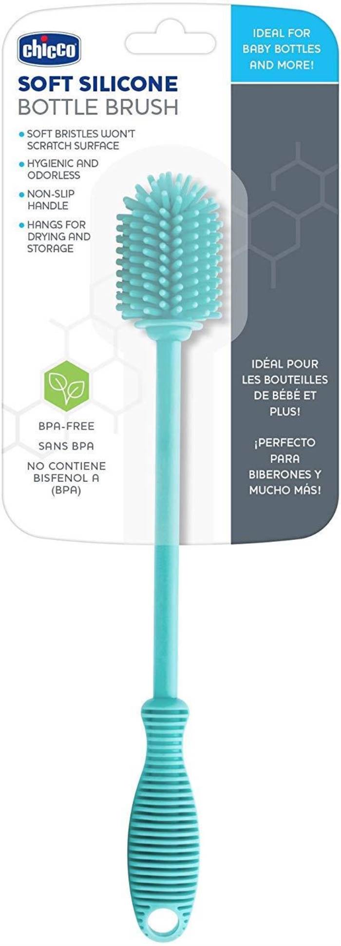 Chicco Baby Feeding Bottle Cleaning Brush with Easy Grip Handle, Soft Nylon Bristles for 360 Degree Cleaning