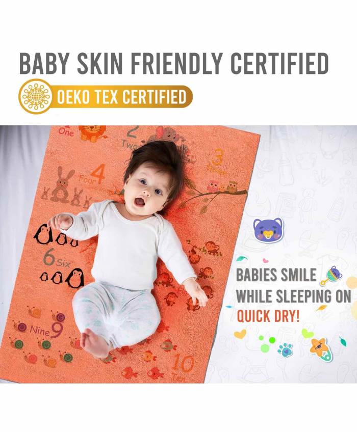 Quick Dry Baby Bed Protector Sublimation Numbers Print Medium