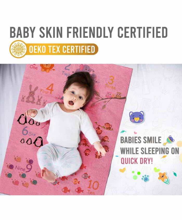 Quick Dry Baby Bed Protector Sublimation Numbers Print Medium