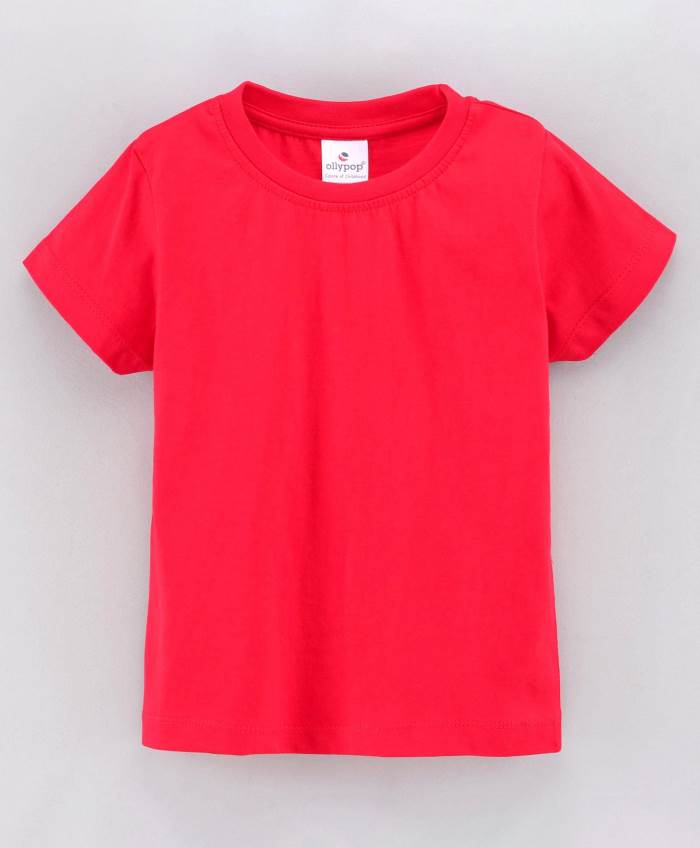 Ollypop Half Sleeves T-Shirt Solid - Red