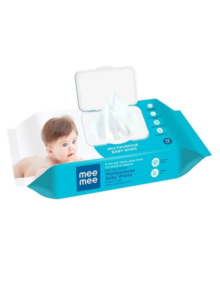 Mee Mee Baby Multipurpose Wet Wipes with Aloe Vera extracts and Fliptop Lid |72 pcs|