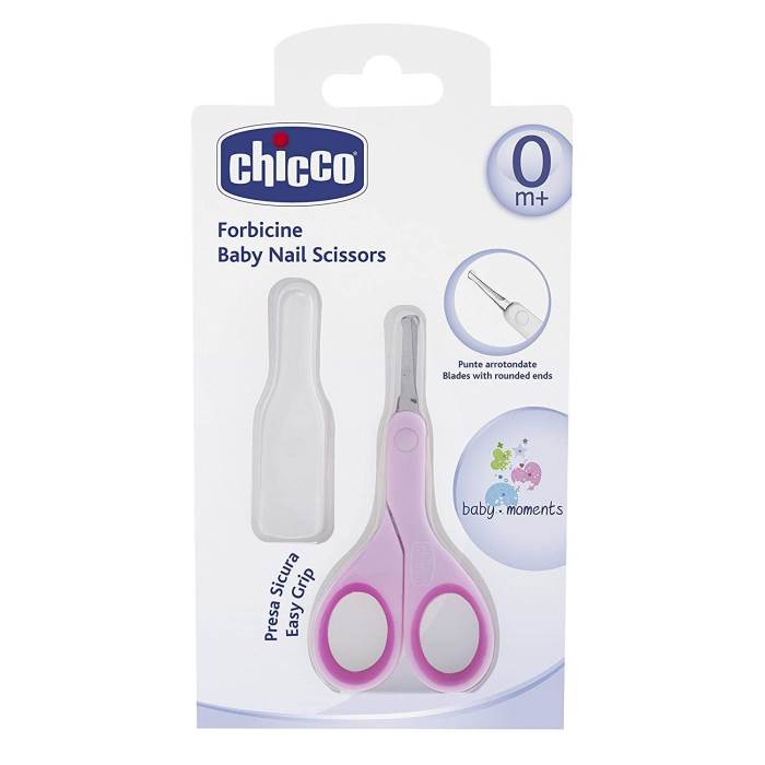 Chicco Baby Nail Scissor with Rounded Blade Ends for Safety, Easy Grip Handle, Grooming Accessory for Newborn Babies 0m+