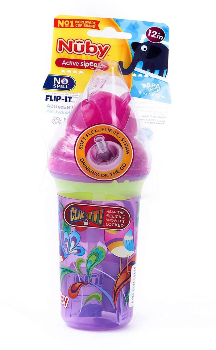 Nuby Click-It Printed Series Straw Active Sipeez Flip-It 270ml
