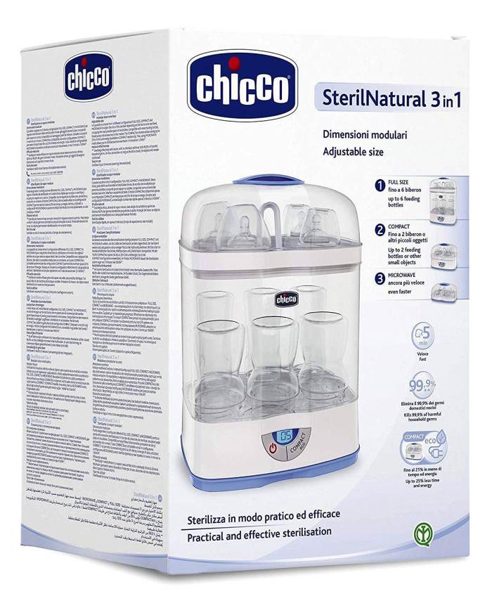 Chicco Baby Feeding Bottle Sterilizer 3 in 1 for 6 Bottles & Accessories