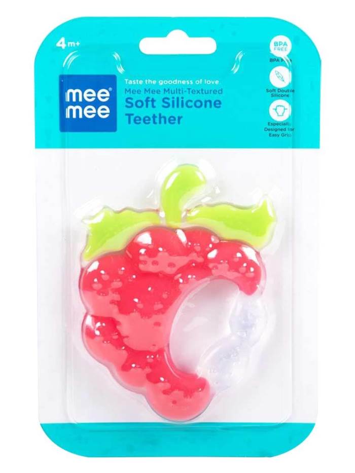 MeeMee Multi-Textured Soft Silicone Teether (Pink/Green) Teether  (Pink/Green)