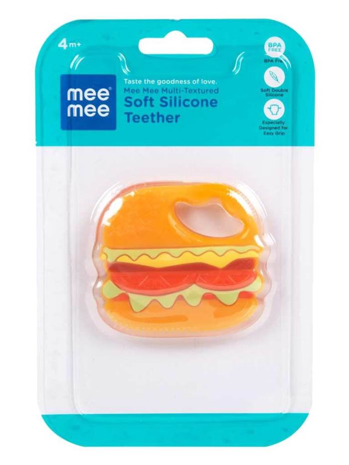 Mee Mee Multi-Textured Soft Silicone Teether (Orange)
