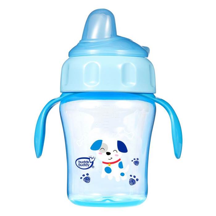 BuddsBuddy BPA Free Anti Spill Design Momo 2 in 1 Baby Sipper (Spout + Straw) Cup (Blue,300 ml)