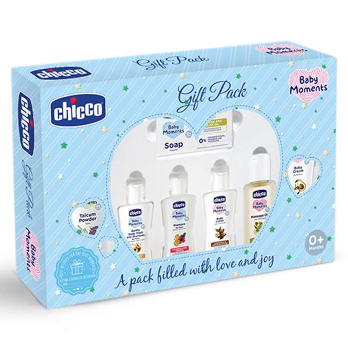 Chicco Baby Moments Caring Gift Pack Blue, Ideal Baby Gift Sets for Baby Shower, Newborn Gifting, New Parents, Birthdays