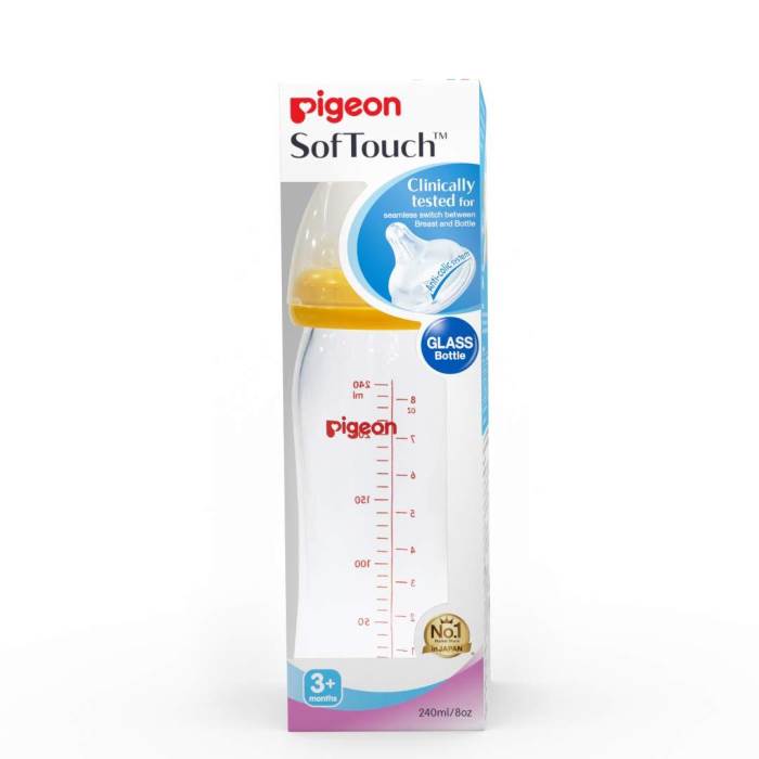 Pigeon Softtouch with Plus Type Medium Size Nipple - Yellow - 240 ml  (Yellow)