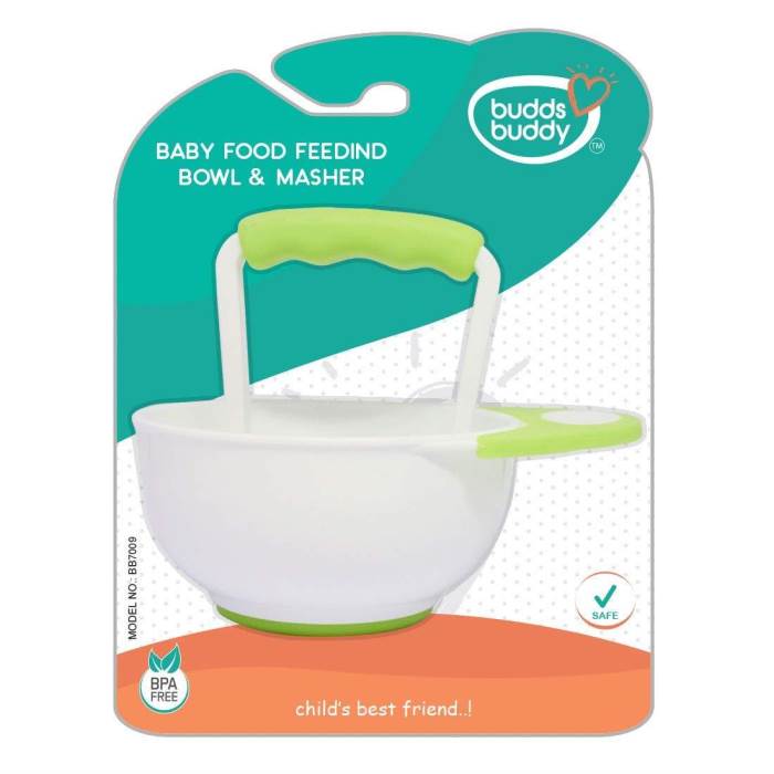 Buddsbuddy BB7009 Baby Food Feeding Bowl and Masher, Green