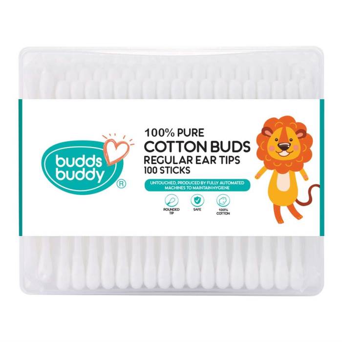 Buddsbuddy 100% Pure Cotton Buds Regular Ear Tips (100 Sticks)