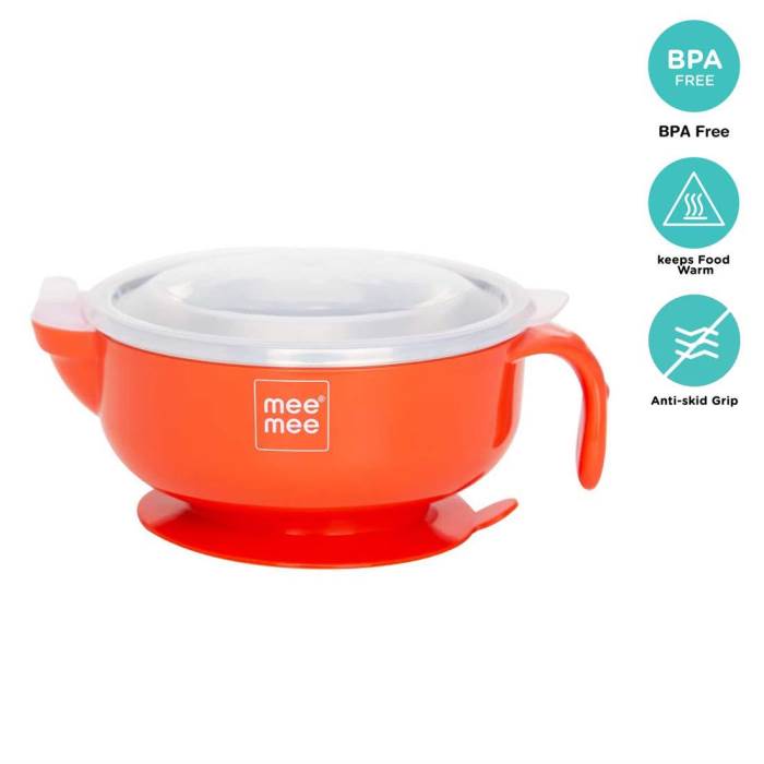 Mee Mee Air Tight Baby Feeding Bowl | BPA Free | Stay Warm Bowl | Food Remains Warm | Suction Non-Spill Bowl