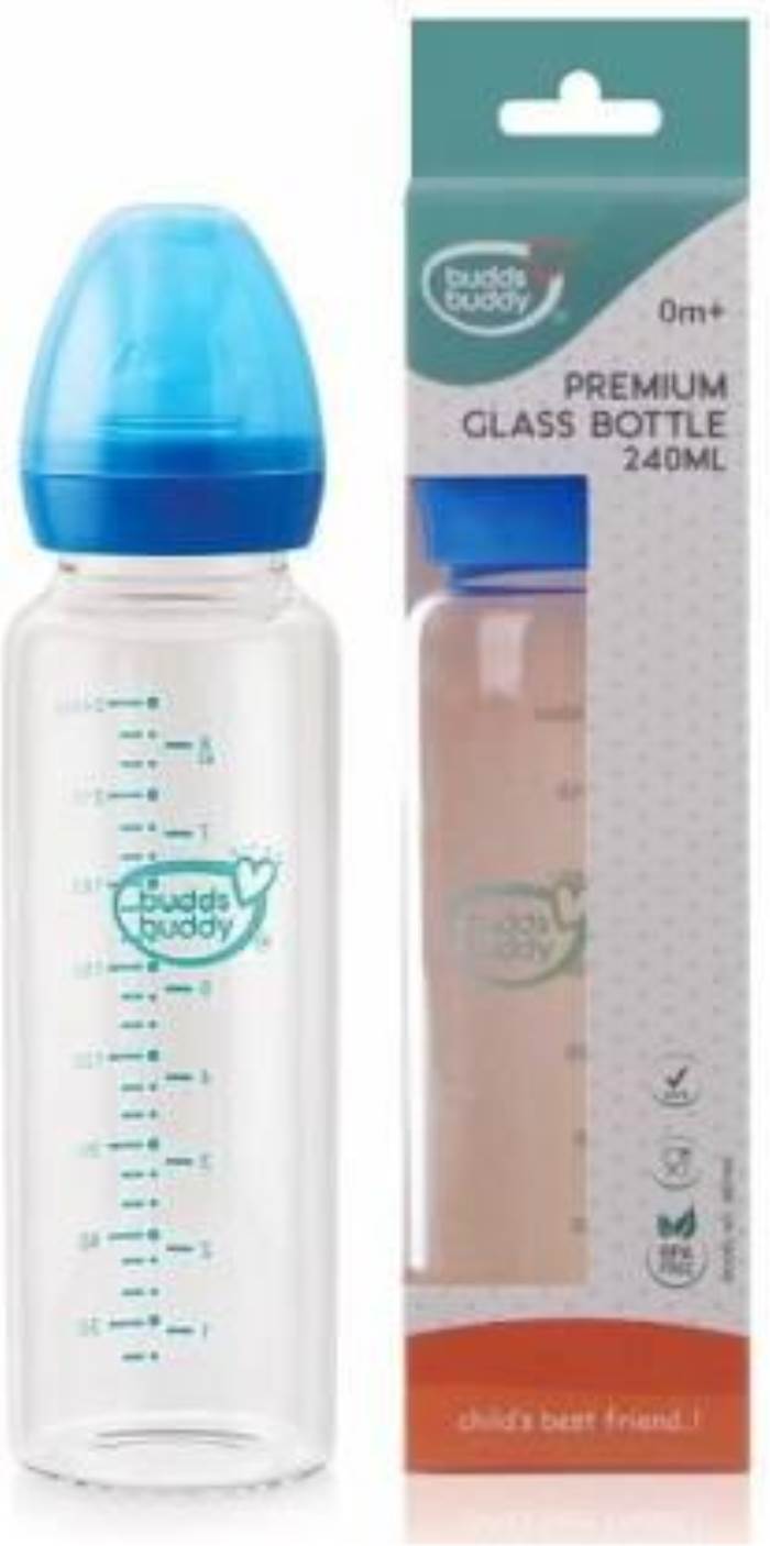 Buddsbuddy Premium Glass Feeding Bottle - 240 ml